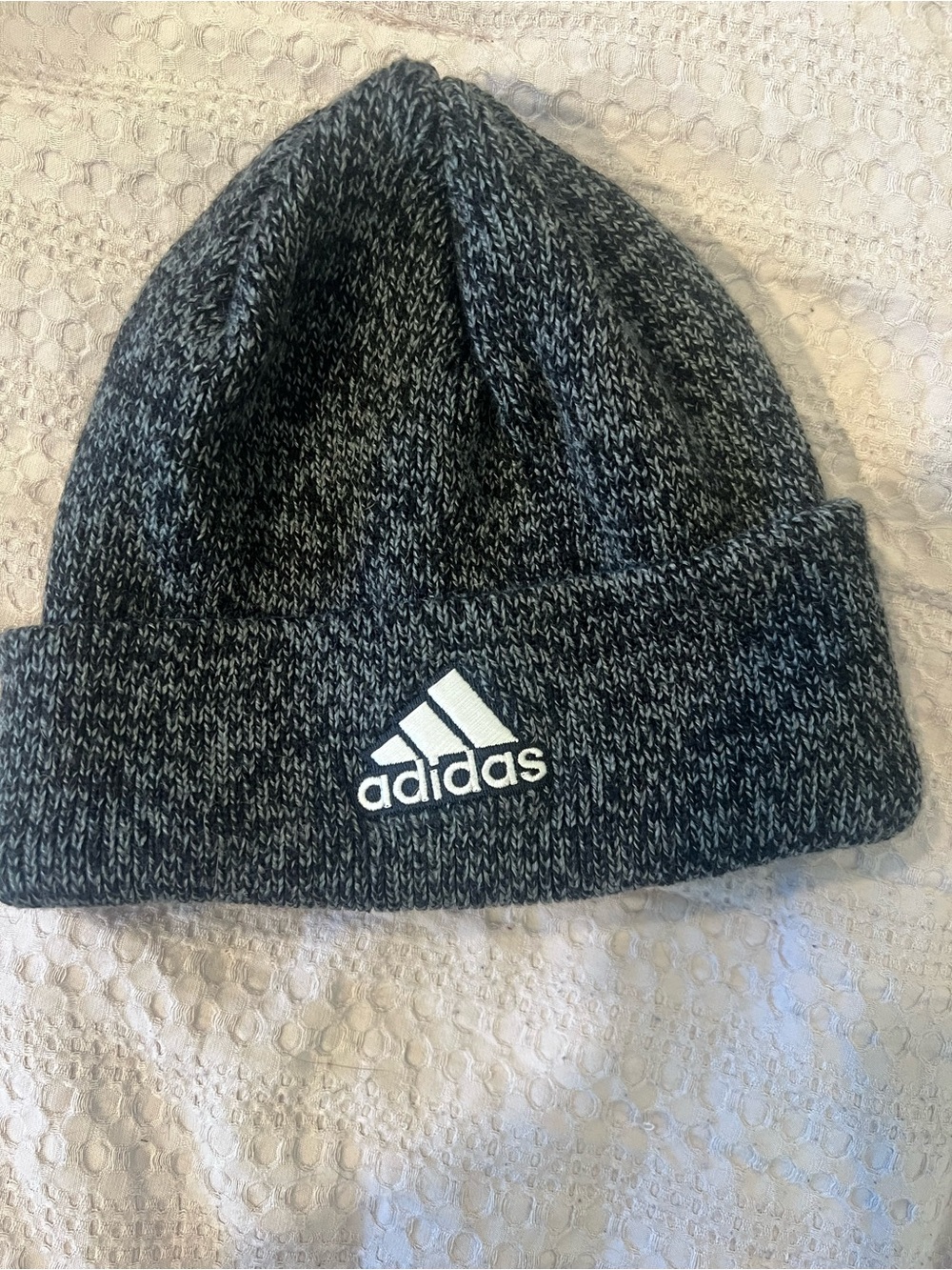 adidas Gray Marled Knit Cuff Beanie with Logo